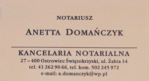 NOTARIUSZ Anetta Domańczyk